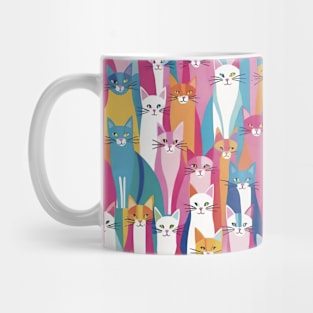 Whiskered Kaleidoscope: A Colorful Feline Tapestry Mug